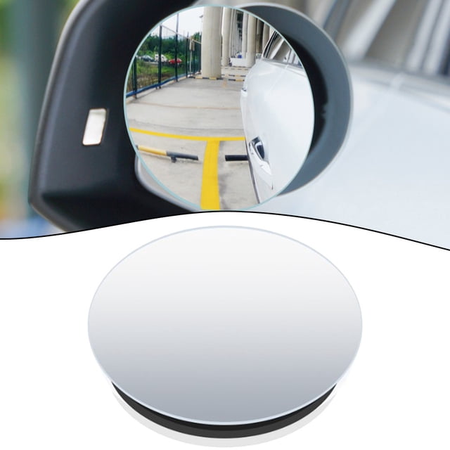2 Pcs Rétroviseur de Voiture Miroir Convexe Angle Mort Rétroviseur Auto Grand Angle Miroirs Conçus pour Pièces de Rechange Automobiles. Comprend de Petits Miroirs Ronds avec un Diamètre de 4,8 cm, une Coque en ABS et une Lentille en Verre HD pour la Durabilité et une Visibilité Claire. Comprend une Ventouse pour une installation Facile et une rotation à 360° pour Éliminer les Taches Mortes. Montré en Utilisation sur un Rétroviseur Latéral de Voiture et comme Vue Autonome.