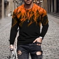 thumbnail image 2 of XZNGL Flame Print Round Neck Long Sleeve Mens Tshirt, 2 of 9