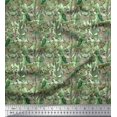thumbnail image 1 of Soimoi Poly Georgette Fabric Leaves, & Parrot Bird Printed Fabric 1 Yard 52 Inch Wide, 1 of 3