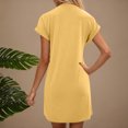 thumbnail image 4 of Ovzne Robes pour Femmes 2025 Robe Femme Décontractée Couleur Unie Col Rond Manches Courtes Robe Décontractée Grande Taille Robe Manches Courtes Liquidation, 4 of 7