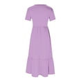 thumbnail image 5 of Robes pour Femmes 2024 Été Surdimensionnée Décontractée à Manches Courtes Col Rond Robe Décontractée Fluide à Étages Maxi de Plage avec Poches Rabais de 50 % Liquidation!, 5 of 5