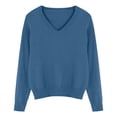 thumbnail image 4 of BLVB Chandails Chauds pour Femmes Col en V Classique Doux Chandail Confortable Ample Décontracté Manches Longues Automne Hiver, 4 of 5