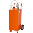 thumbnail image 1 of OUYAWEI Panier de Carburant et de Gaz de 30 Gallons avec Roues et Pompe Manuelle de Transfert, Réservoir de Stockage de Carburant Diesel avec 2 Roues en Caoutchouc Plein Sans Plat, Contenant de Carburant Essence Diesel [Tuyau de 9,8 Pi], Orange, 1 of 7