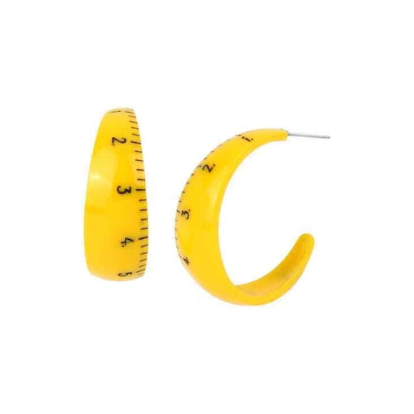 Betsey Johnson Boucles d'Oreilles Créoles Règle Jaune