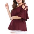 thumbnail image 4 of Agnes Orinda Blouse d'Été à Bretelles à Épaules Dénudées à Manches Trompette pour Femme Grande Taille2X Rouge, 4 of 7
