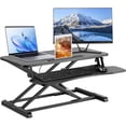 thumbnail image 1 of 32 Inch Standing Desk Converter, Height Adjustable Sit to Stand Desk Riser Laptop Computer Workstation with Removable Keyboard Tray, Monitor Arm Hole & Notebook Slot, 1 of 8
