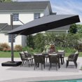 thumbnail image 1 of PURPLE LEAF Parasols Déportés d'Extérieur 12 Pi Carrés en Aluminium, Parasols Suspendus Décalés avec Rotation à 360°, Inclinaison Réglable, Grand Parasol de Jardin/piscine/patio, Gris, 1 of 14