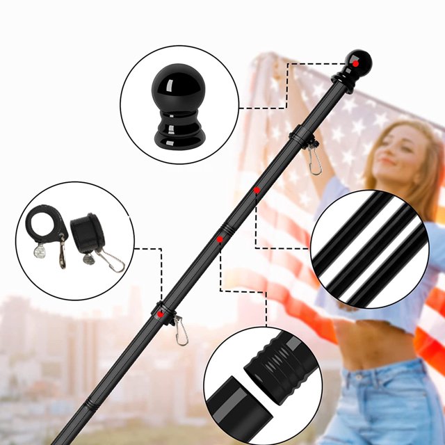 YAOMOBB Flag Bracket 360 Degree Rotation Flagpole Ring Length Adjustable Strong Load Bearing Home Decoration Flag Holder