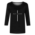 thumbnail image 5 of BVOFAR T-Shirts Chrétiens à Imprimé Lettre pour Femmes Col Rond Manches 3/4 Décontracté Cadeaux de Vacances T-Shirts Béni, 5 of 5