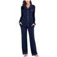 thumbnail image 2 of LSLJS Pyjama à Simple Boutonnage pour Femme Automne Hiver à Manches Longues Pantalon de Pyjama Ensemble de Tenue d'Intérieur, Peignoirs Cadeaux pour Femmes, 2 of 5