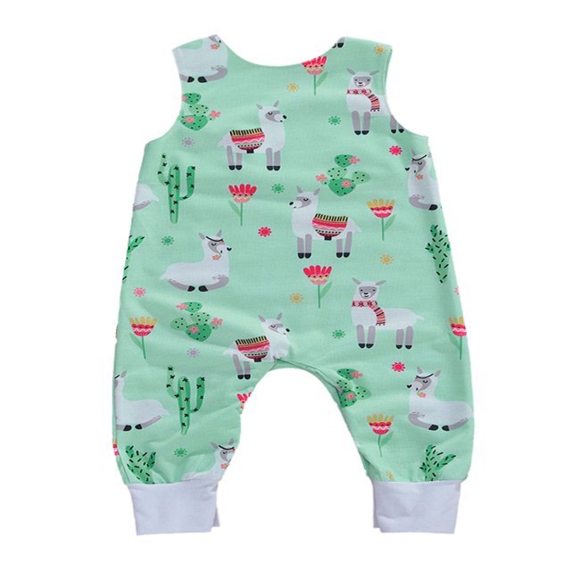 Combinaison Bébé Motifs Dessin Animé Style Mignon Sans Manches Col Imprimé