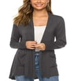 thumbnail image 2 of Cardigan Femme Couleur Unie Manches Longues Tricot, 2 of 5