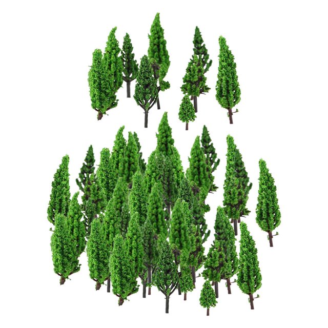 pitrice 50x Train Scenery Mixed Miniature Trees for Layout Accessories DIY Material Cypress Tree