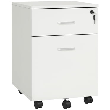 Vinsetto Classeur à 2 Tiroirs Verrouillable Armoire de Classement Roulante avec Roulettes