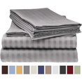 thumbnail image 1 of Deluxe Striped 1800 Prestige Soft and Comfortable Bed Sheets Set, Queen Grey, 1 of 1