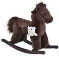 thumbnail image 1 of Qaba Kids Plush Ride-On Rocking Horse with Bear Toy, Children Chair with Soft Plush Toy & Fun Realistic Sounds, Brown, 1 of 10