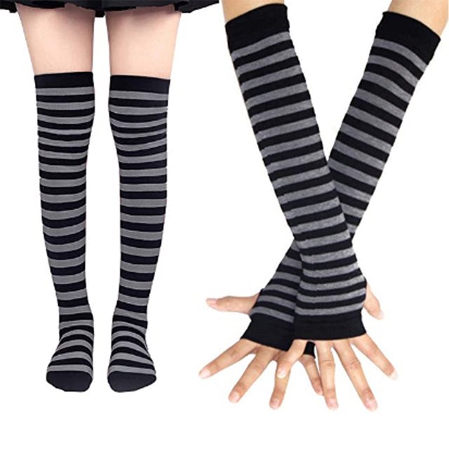 Becaristey Over Knee Socks Easy To Wear Highly Elastic And Durable Soft And Breathable Comfortable To Wear Polyester Easy To Match yellow and black 1Set
