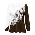 thumbnail image 4 of HKEJIAOI Tunique à Manches Longues Bouffantes pour Femmes Blouses Florales Plissées Décontractées Col Rond T-Shirts Mode Automne 2024 S, 4 of 5