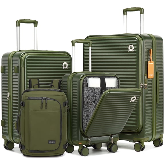 Joyway Ensemble de Bagages 4 Pcs avec Sac à Dos de Voyage Ouverture avant Valises Extensibles à Roulettes Pivotantes Cadenas TSA Fermetures Éclair YKK