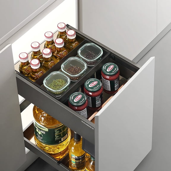 Shearer 4.0 Aluminum Seasoning Pull Out Basket For 350MM Cabinet, 2 - Layer With Build-In Drawer