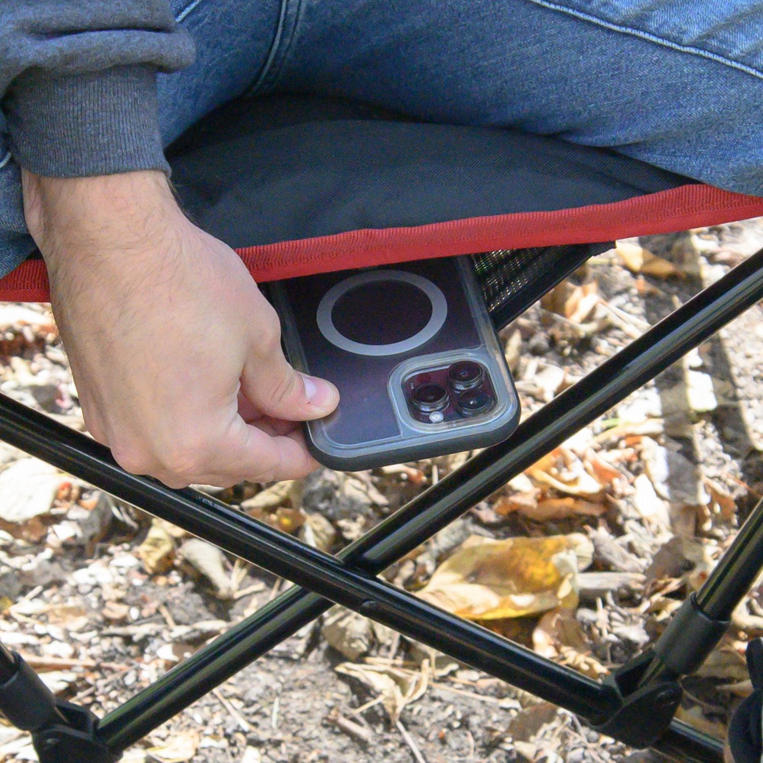 Ozark Trail Padded Club Chair, Adults, Red/Black