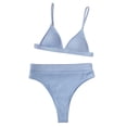 thumbnail image 2 of Qertyioot Women's Swimsuit Set Sexy With Chest Pad Without Underwire Solid Split, 2 of 6