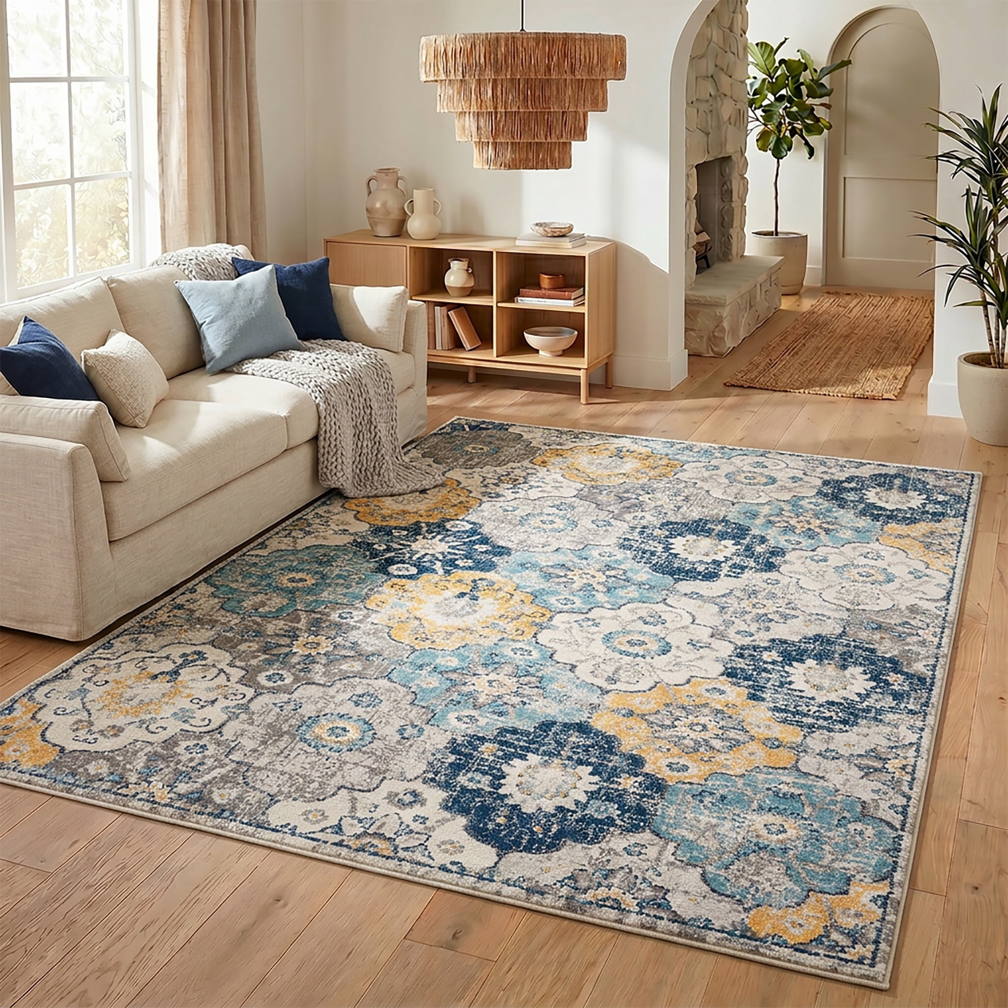 Tapis floral moderne de la collection Savannah Rug Branch