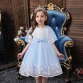 thumbnail image 2 of Penkiiy Robe Sans Manches Brodée en Maille pour Filles, Robe de Princesse Décontractée pour Filles 11-12 Ans Bleu en Solde, 2 of 9