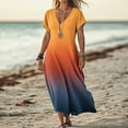 thumbnail image 4 of WRKEKC Robes d'Été Décontractées pour Femmes, Robes d'Été Grande Taille, Robe Jupe à Manches Courtes en Lin Uni à Col en V pour Femmes, 4 of 6