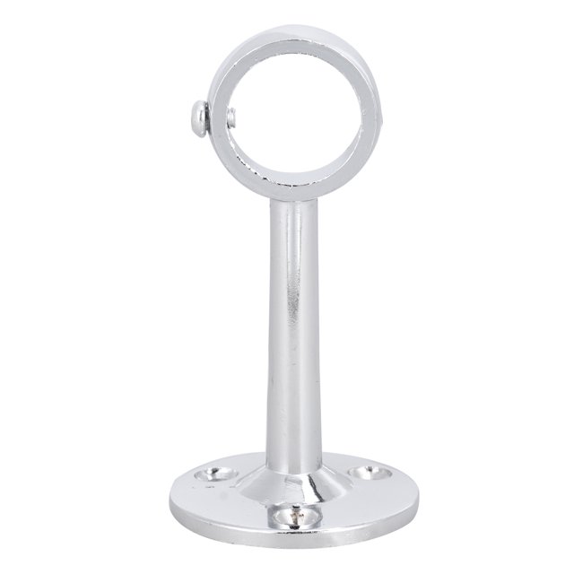 1pc Hanging Rod Wardrobe Rail Holder Wardrobe Tube Support Bracket Clothes Hanging Rod Holder - 25MM. A zinc alloy bracket with a circular opening for a 25mm rod, mounted on a sturdy base with screw holes for secure installation. Ideal for use in closets, bathrooms, or kitchens for hanging clothes or towels.
