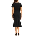 thumbnail image 3 of INSPIRE CHIC Robes d'Affaires Élégantes pour Femmes, Encolure Cœur, Manches Courtes Bouffantes, Robe Midi Sirène Noire P, 3 of 5