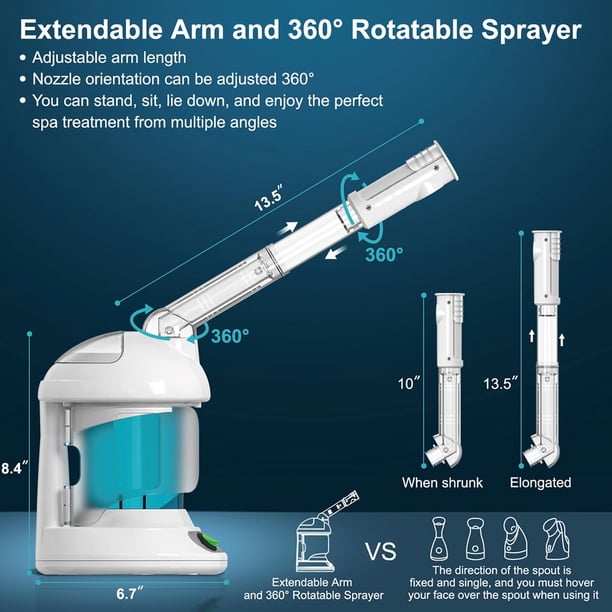 Facial Steamer - DENFANY Nano Ionic Face Steamer with Extendable