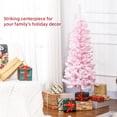 thumbnail image 4 of HOMCOM Snow Flocked Pencil Artificial Christmas Tree with Steel Base Pink, 4 of 10