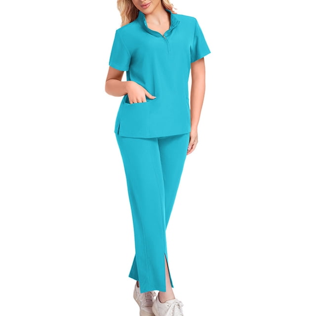 Women's Scrub Set - V-Neck Short-Sleeved Comfortable Workwear Set for Doctors and Nurses