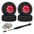 thumbnail image 1 of Xuanheng 4 Pieces 1/30 RC Car Wheels and Tires High Performance Accessories for SCX30 Red, 1 of 8