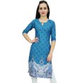 thumbnail image 1 of Bimba Tunique Imprimée pour Femme Kurti Kurta en Georgette Bleue Blouse Indienne Longue-16, 1 of 7