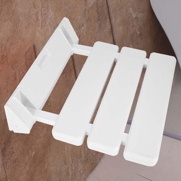 Wall Mounted Shower Chair, 130kg Capacity Bathroom Bath Safety Stool Chair for Home Bath Toilet Hotel Sauna Room Use White