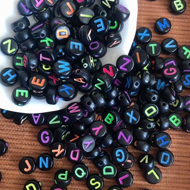 WIFKLSIIPG Colorful Bracelet DIY Beaded 4x7mm Acrylic Oblate Beads Loose Beads Coloured Letter