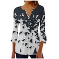 thumbnail image 1 of IROINID Reduced Plus Size Shirts for Women Crew Neck Long Sleeve Daily Trumpet Solid Buttoned Basic Ruched Corset Tunic Tops Pleated T-shirts Blouses,Navy, 1 of 5