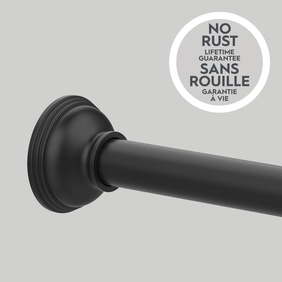 Better Homes & Gardens Rustproof Traditional Adjustable Tension Shower Curtain Rod, No Drill, 43" - 72", Matte Black