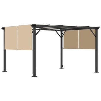 Outsunny 10' x 12' Retractable Pergola Canopy, Beige