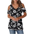 thumbnail image 2 of Soki Women's Off Shoulder Tee Clearance Blouses Short Sleeved V-Neck Fashionable Tops, 2 of 6