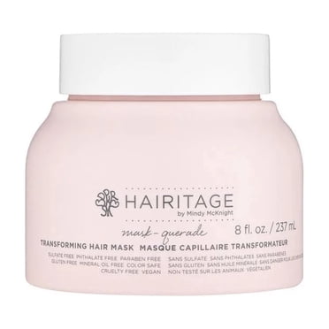 Hairitage Mask-Querade Treatment Argan + Aloe pour cheveux secs, anti frisottis, sans danger pour la couleur, après-shampoing en profondeur, pot, 237 ml