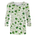 thumbnail image 5 of Mceream T-Shirt St Patricks Day à Manches 3/4 pour Femmes, Hauts de Printemps à Col Rond, T-Shirts Décontractés, Blouses à Imprimé Floral, T-Shirts Graphiques, Tenues d'Été, Hauts Boho, Grande Taille, Chemises à Imprimé Trèfle L, 5 of 5