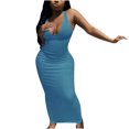 thumbnail image 4 of CEHVOM Women's Tank Dress Deep V-Neck Sleeveless Ribbed Party Club Dress, 4 of 6