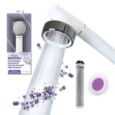 UNIQUAN Aromatherapy Shower Head Set, Activated Carbon Fiber Filter, Essential Oil, Aroma Shower, High-Pressure Shower Head - Lavender