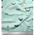 thumbnail image 1 of Soimoi Green polyester Crepe Fabric Mustache Face Print Fabric by The Yard 42 Inch Wide, 1 of 3