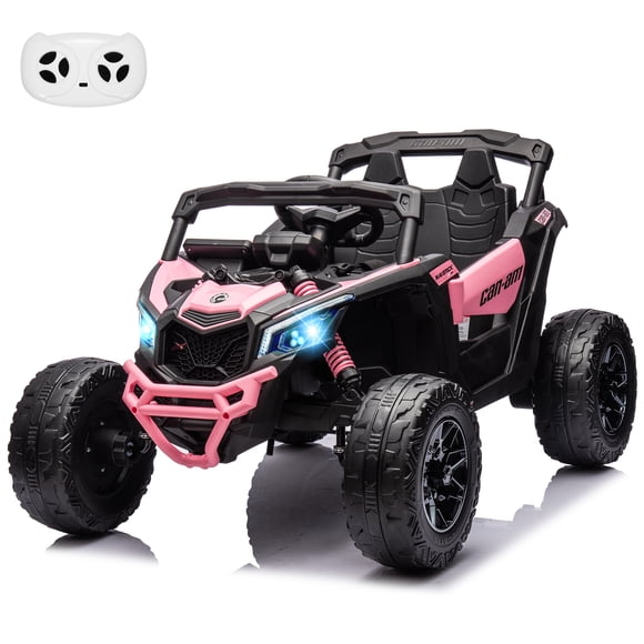 BeesClover Kids Ride On Car, Licensed Can-Am 12V Ride On UTV w/Dual Motors, Remote Control & All-Terrain Tires, LED Lights & Spring Suspension, Outdoor Electric Toys for Boys Girls
