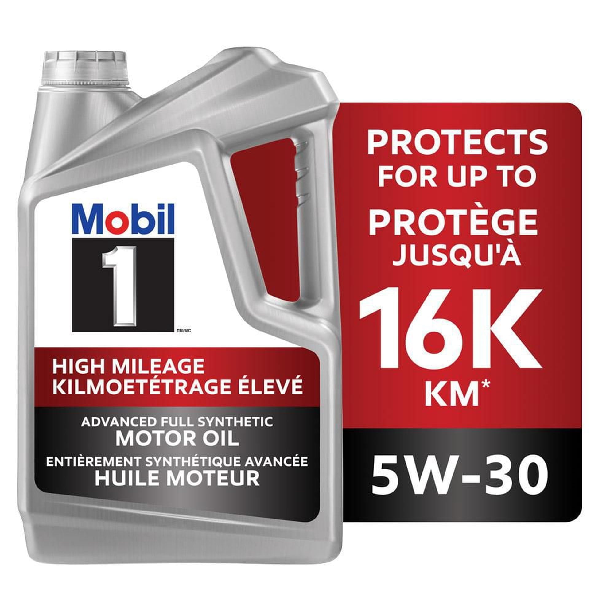 Mobil 1™ High Mileage Full Synthetic Engine Oil 5W-30, 4.73 L