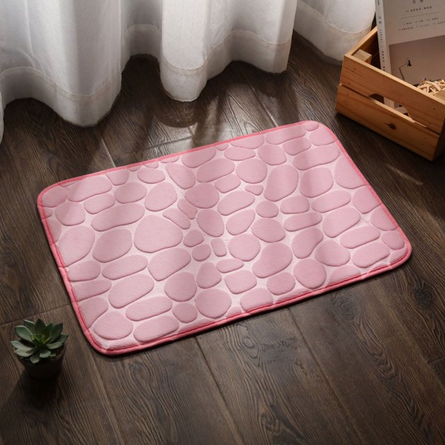 Namzi Luxury Bathroom Rug Mat, Extra Soft and Absorbent Microfiber Bath Rugs, Non-Slip Plush Shaggy Bath Carpet,Pebble - Light Pink